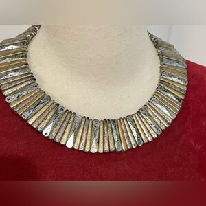 Vintage Tribal Bib Necklace Mixed Metal Neiman Marcus Artisan